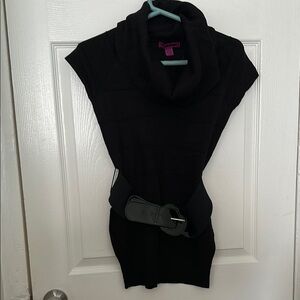 Love By Design Black Cowl Neck Sweater with Belt